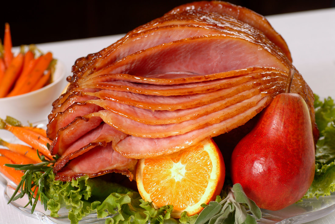 cranberry glazed hams and baked carrots at The Crossing Resort
